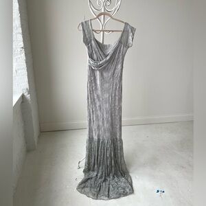 Sew Trendy Grey Lace Maternity Dress